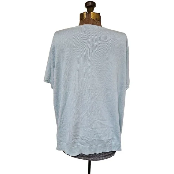 Liz Claiborne Light Blue Cotton Knit Sweater With Circle Design Womens Size 1X - Picture 2 of 11